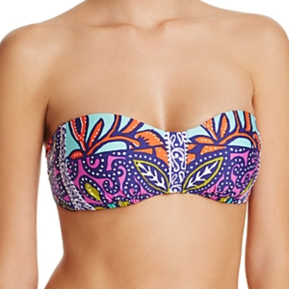 Trina Turk Batik Mix Bandeau Bikini Top Size US 10 NWT MSRP $84
